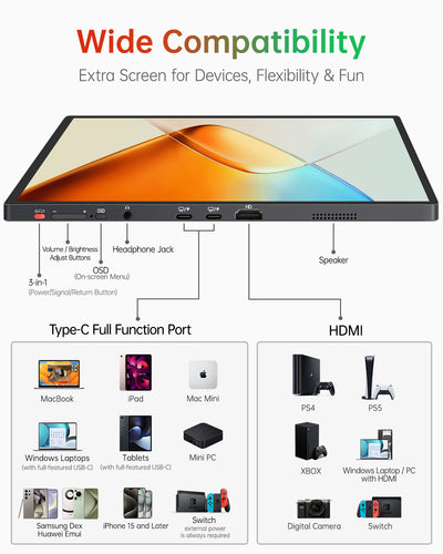 16" 3K Touchscreen Portable Monitor with Anti-Glare 10-Points Touch Panel [U16ZT]